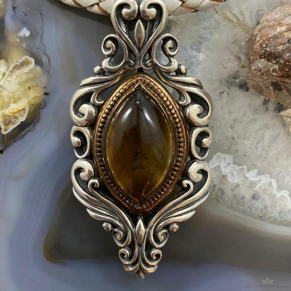 Carolyn Pollack Sterling & Bronze Amber Decorated Enhancer Pendant For Women - Picture 6 of 10